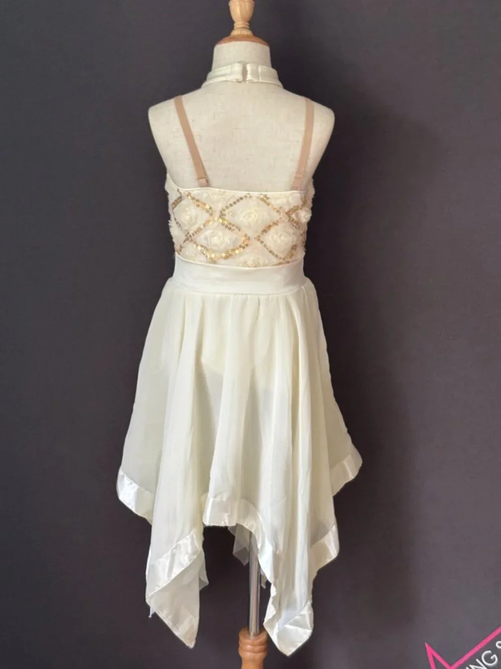 Revolution Dancewear All I Ask of You Ivory Gold Sequin Rose Lyrical Costume MC